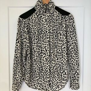Vintage Jordan leopard print military style button-up blouse